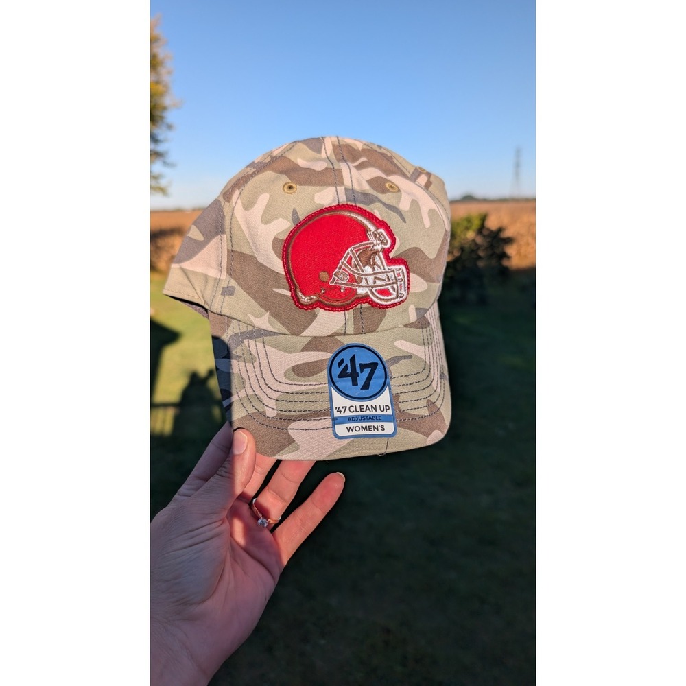 Cleveland Browns '47 Brand Women's Camo Sequin Adjustable Hat New